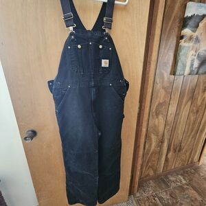 Carhartt Non Insulated Black Bib Overalls with Brass Hardware